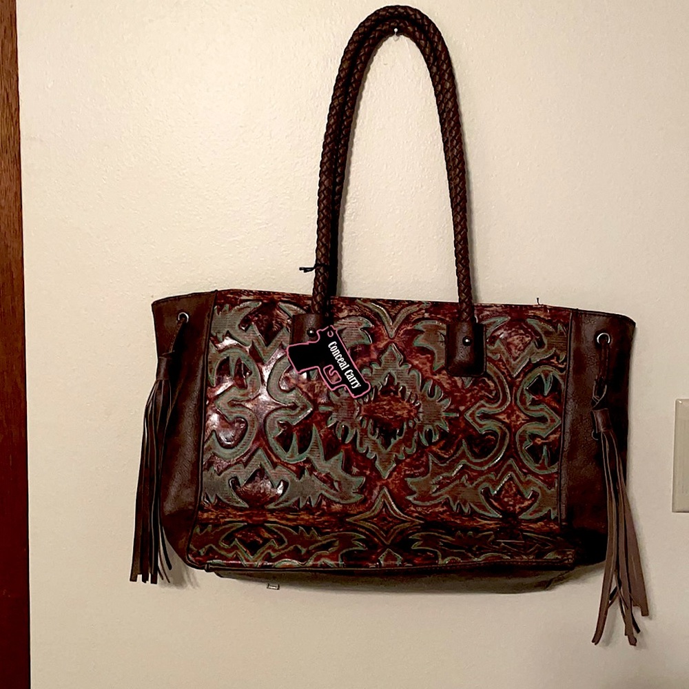 New Conceal  Carry faux tooled leather bag